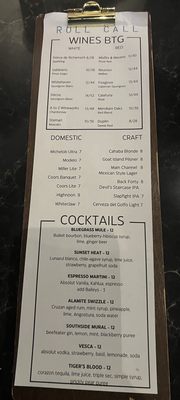 Menu photo 2 Roll Call Tuscaloosa, AL