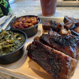 ribs, beans, and greens