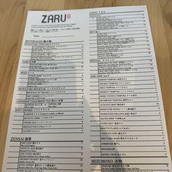 Zaru - Menu - Japanese Near Me - Orlando, Florida
