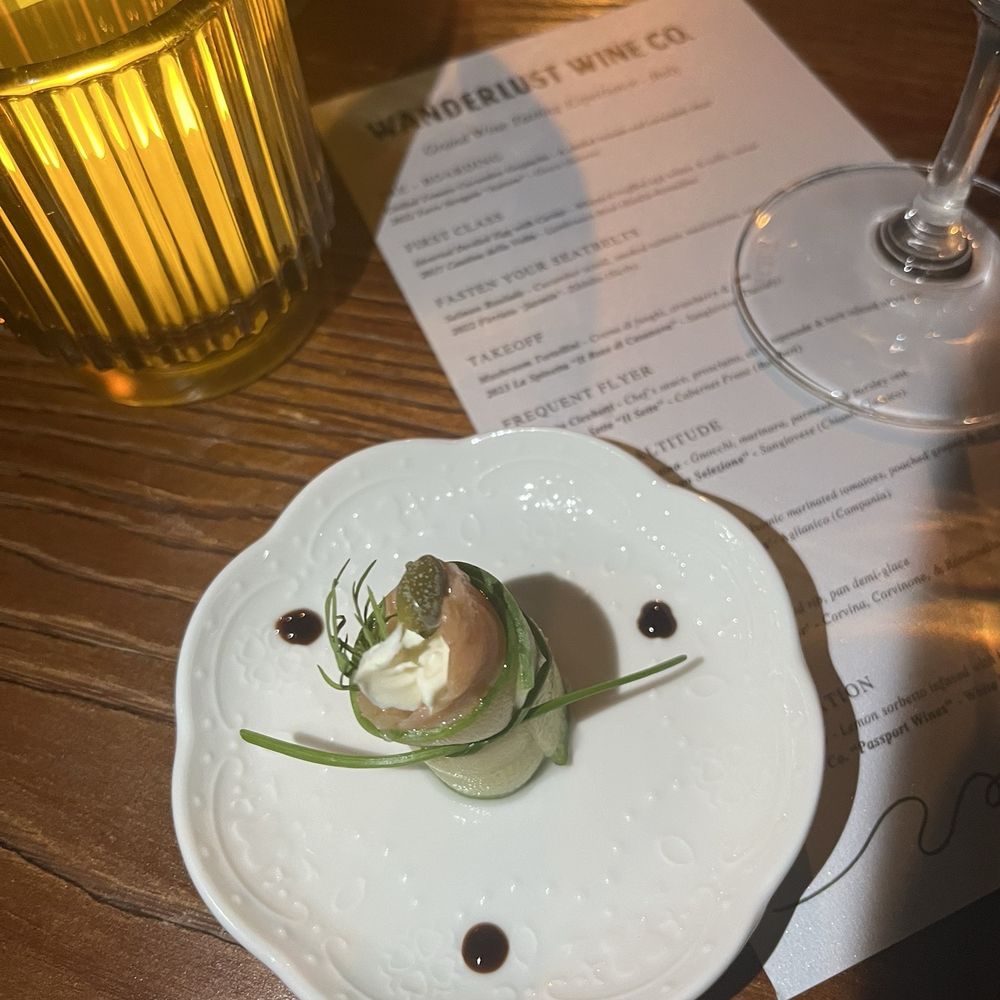 Wanderlust Wine - Barton Springs - Salmon and cucumber - Wine Tasting Room Near Me - Austin, Texas Wanderlust Wine - Barton Springs - Salmon and cucumber - Wine Tasting Room Near Me - Austin, Texas
