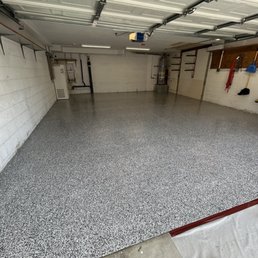 Decorative flake epoxy floor with a sub stable top coat. Decorative flake epoxy floor with a sub stable top coat.