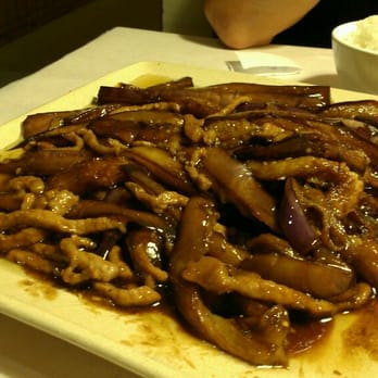 Potsticker House - Eggplant with pork. (Look at the layer of oil...) - Dim Sum Near Me - Chicago, Illinois
