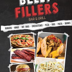 Belly Fillers Bar & Grill - Front page of Menu