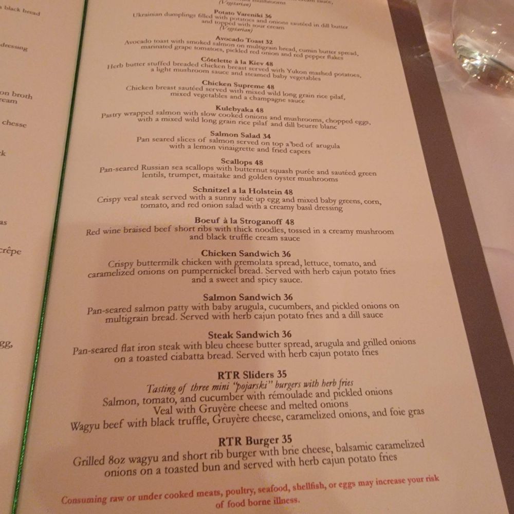 The Russian Tea Room - Menu - Tea Rooms Near Me - New York, New York