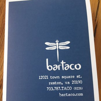 bartaco - Reston - Small paper menu - Tacos Near Me - Reston, Virginia bartaco - Reston - Small paper menu - Tacos Near Me - Reston, Virginia