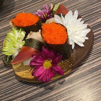 Now and Zen - a plate of sushi and flowers - Japanese Near Me - Charlottesville, Virginia Now and Zen - a plate of sushi and flowers - Japanese Near Me - Charlottesville, Virginia