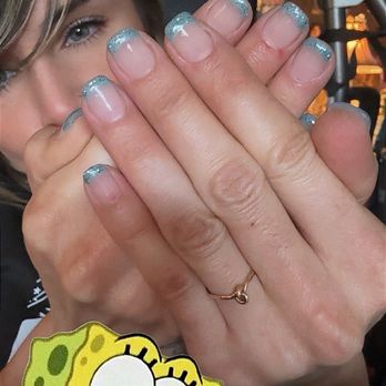 Anna Nails - Formed well to my nail and sweet blue color she suggested with the sparkle on top - Nail Salons Near Me - Castro Valley, California