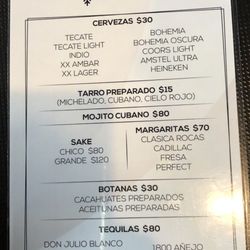 Yukiko - Menú Bebidas
