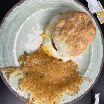 Buttered Biscuit - Sausage and Egg Sandwich with hash browns - Breakfast & Brunch Near Me - Waynesville, North Carolina