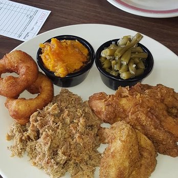 Tommy's Barbecue And Catering - White meat fried chicken, chopped bbq, sweet potatoes, green beans and hush puppies. - Barbeque Near Me - Biscoe, North Carolina Tommy's Barbecue And Catering - White meat fried chicken, chopped bbq, sweet potatoes, green beans and hush puppies. - Barbeque Near Me - Biscoe, North Carolina