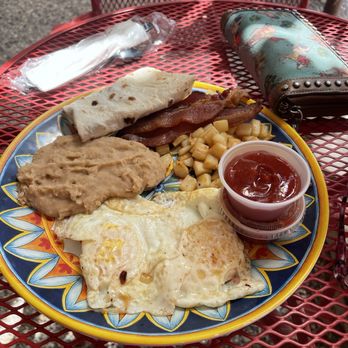 Espresso...Y Poco Mas - Breakfast! Eggs, bacon, potatoes, beans, homemade tortilla and homemade salsa! - Coffee & Tea Near Me - Terlingua, Texas Espresso...Y Poco Mas - Breakfast! Eggs, bacon, potatoes, beans, homemade tortilla and homemade salsa! - Coffee & Tea Near Me - Terlingua, Texas