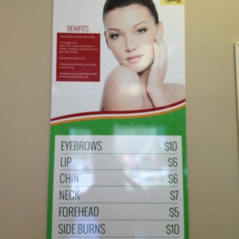 Perfect Eyebrow - Prices are clearly written on the wall - Eyebrow Services Near Me - Dixon, California Perfect Eyebrow - Prices are clearly written on the wall - Eyebrow Services Near Me - Dixon, California