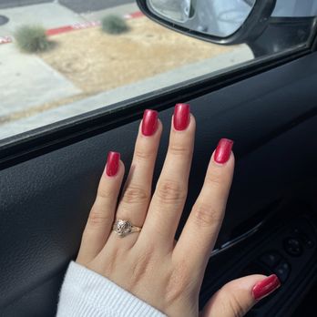 Cosmo Nail & Spa - Short Acrylic Set // Color 522 Metallic Pomegranate Shade - Nail Salons Near Me - Menifee, California