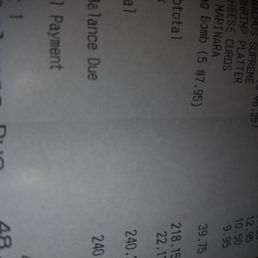the receipt for the restaurant the receipt for the restaurant
