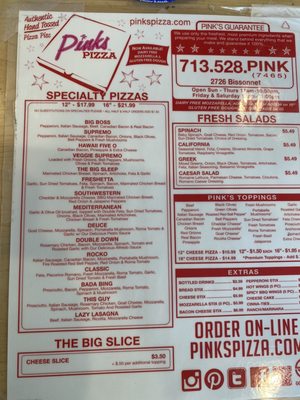 Menu photo 4 Pink's Pizza Houston, TX Menu photo 4 Pink's Pizza Houston, TX