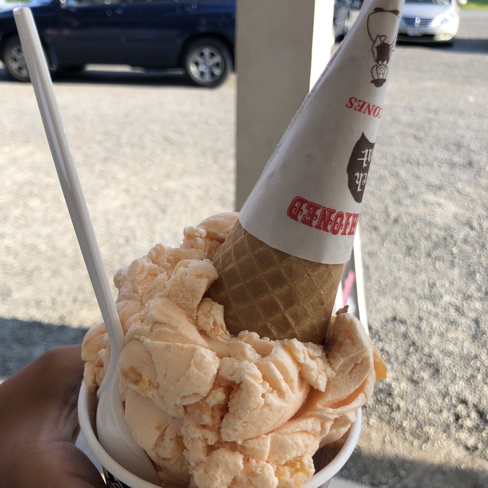 Erikson's Ice Cream - Small peach. Seasonal flavor. - Ice Cream & Frozen Yogurt Near Me - Maynard, Massachusetts Erikson's Ice Cream - Small peach. Seasonal flavor. - Ice Cream & Frozen Yogurt Near Me - Maynard, Massachusetts