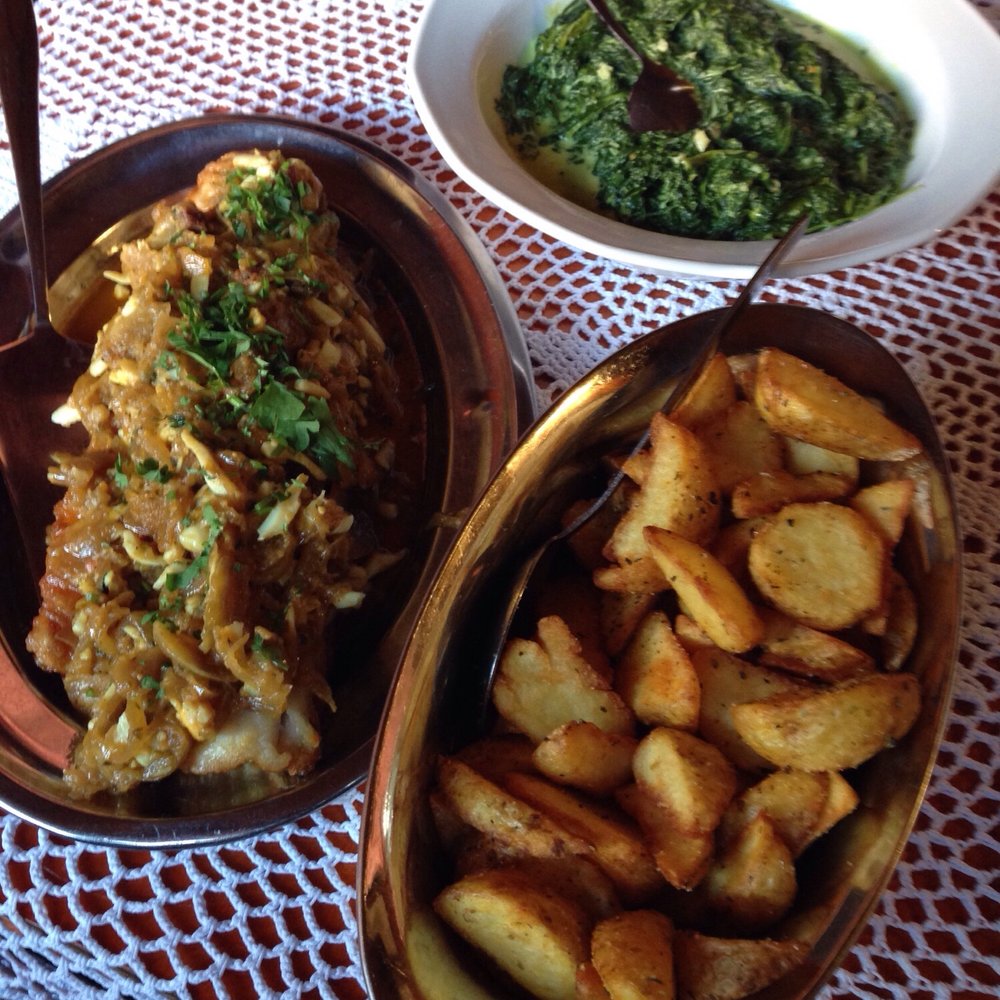 Maszoperia - Zander fish with baked potatoes and cream of spinach. - Bars Near Me - Hel, PM Maszoperia - Zander fish with baked potatoes and cream of spinach. - Bars Near Me - Hel, PM