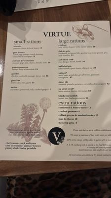 Menu photo 1 Virtue Restaurant Chicago, IL Menu photo 1 Virtue Restaurant Chicago, IL