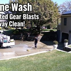 E&S Drone Wash - Man power washing our driveway