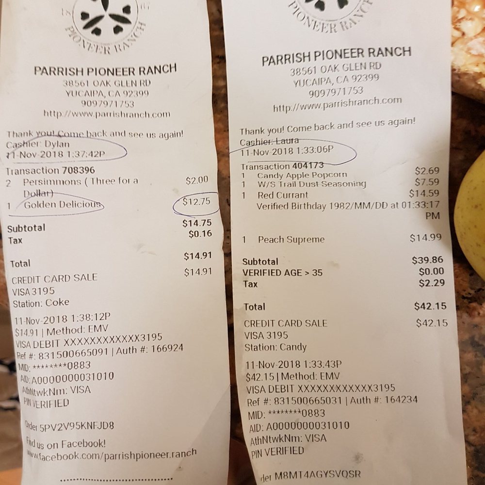 Parrish Pioneer Ranch - We bought a bag of apples and found they put the bad ones hidden at bottom of the bag! - Fruits & Veggies Near Me - Yucaipa, California