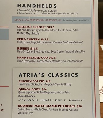 Menu photo 1 Atria's - Pleasant Hills Pittsburgh, PA Menu photo 1 Atria's - Pleasant Hills Pittsburgh, PA