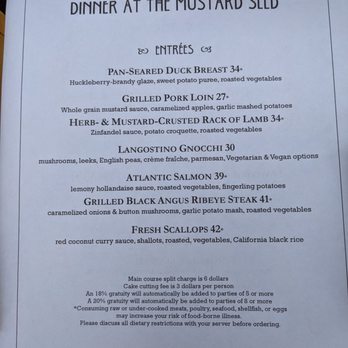 The Mustard Seed - Entree menu - New American Near Me - Davis, California The Mustard Seed - Entree menu - New American Near Me - Davis, California