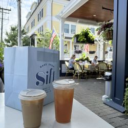 Sift Bake Shop - Iced latte and iced tea