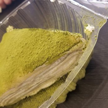 Nomico - Matcha crepe cake, if you like Matcha you will love this. Matcha is green tea grounded down to powder. It's a energy kicker for sure. - Desserts Near Me - Tucson, Arizona Nomico - Matcha crepe cake, if you like Matcha you will love this. Matcha is green tea grounded down to powder. It's a energy kicker for sure. - Desserts Near Me - Tucson, Arizona