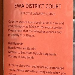 District Court, Ewa Division - New hours 1/2023
