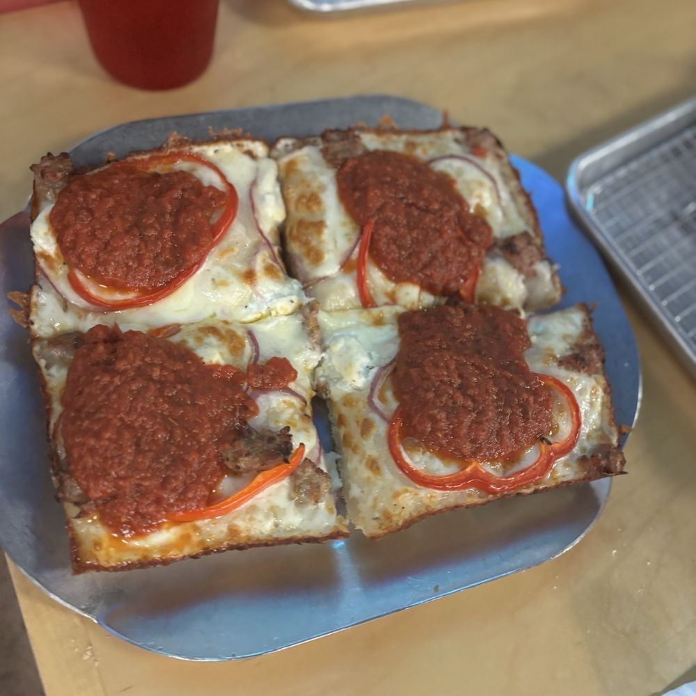 Woodward Pizza - Sausage Supreme - 4 Sq - Pizza Near Me - Edmond, Oklahoma Woodward Pizza - Sausage Supreme - 4 Sq - Pizza Near Me - Edmond, Oklahoma