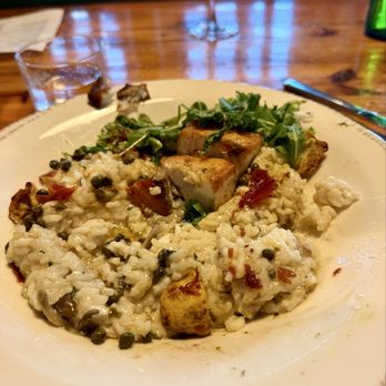 Union Public House - Seabass w/mushroom risotto. I had eaten about half before I took the pic. - New American Near Me - Pensacola, Florida