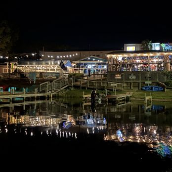 Shady Shack Grill & Flip Flops Bar - Night view from the boat - New American Near Me - Bracey, Virginia