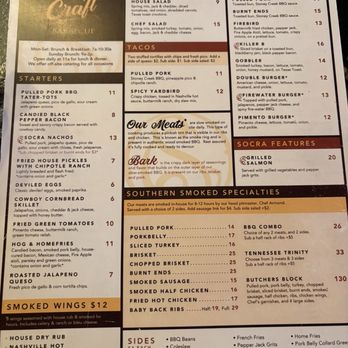 Southern Craft BBQ - Menu - Barbeque Near Me - Bristol, Virginia Southern Craft BBQ - Menu - Barbeque Near Me - Bristol, Virginia