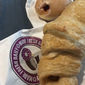 Tee’s Donuts - Sausage croissant roll and raspberry filled donut - Donuts Near Me - Austin, Texas