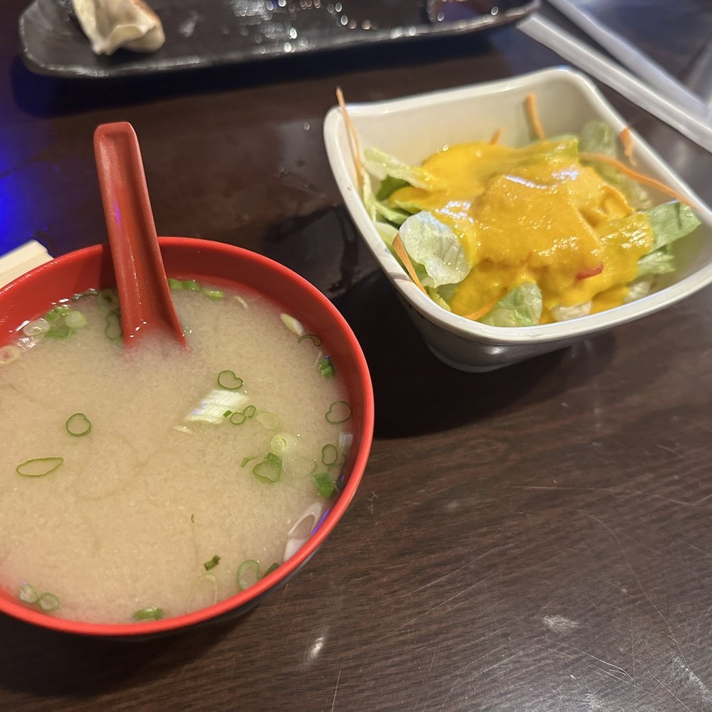 Mahzu Sushi & Grill - Miso soup and salad - Sushi Bars Near Me - Gainesville, Florida Mahzu Sushi & Grill - Miso soup and salad - Sushi Bars Near Me - Gainesville, Florida