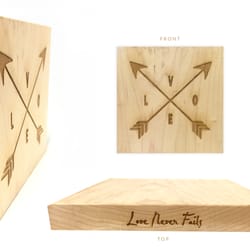 Love Never Fails 6x6 wood art home decor or office piece