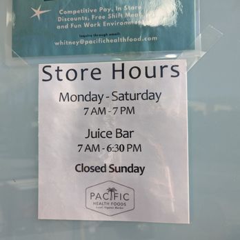 Pacific Health Foods - Store and juice bar hours - Health Markets Near Me - Carpinteria, California
