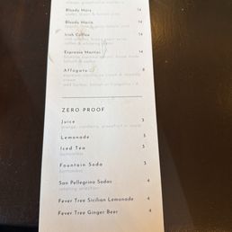 Drink menu Drink menu