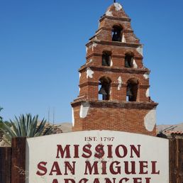 Adobe wall and Bell Tower at Mission San Miguel Arcángel est. 1797 Adobe wall and Bell Tower at Mission San Miguel Arcángel est. 1797