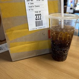 Double Cheeseburger , fries and a coke Double Cheeseburger , fries and a coke