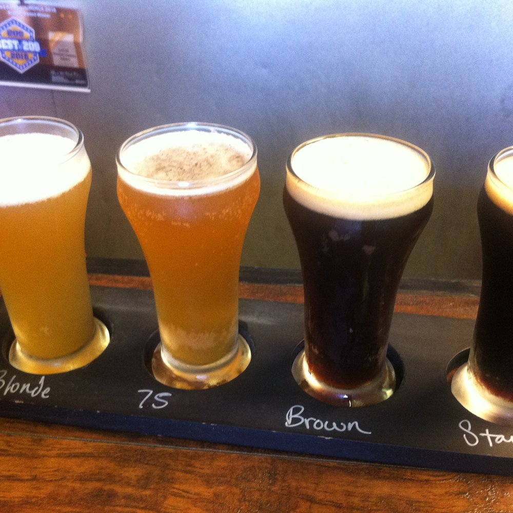 Last Call Brewing - Beer flight. Lighter beers were better! - Breweries Near Me - Oakdale, California Last Call Brewing - Beer flight. Lighter beers were better! - Breweries Near Me - Oakdale, California