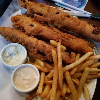 Yard House - Fish and chips, the second sauce is a malty vinegar aioli, strongly suggest you request it. - New American Near Me - Cincinnati, Ohio Yard House - Fish and chips, the second sauce is a malty vinegar aioli, strongly suggest you request it. - New American Near Me - Cincinnati, Ohio