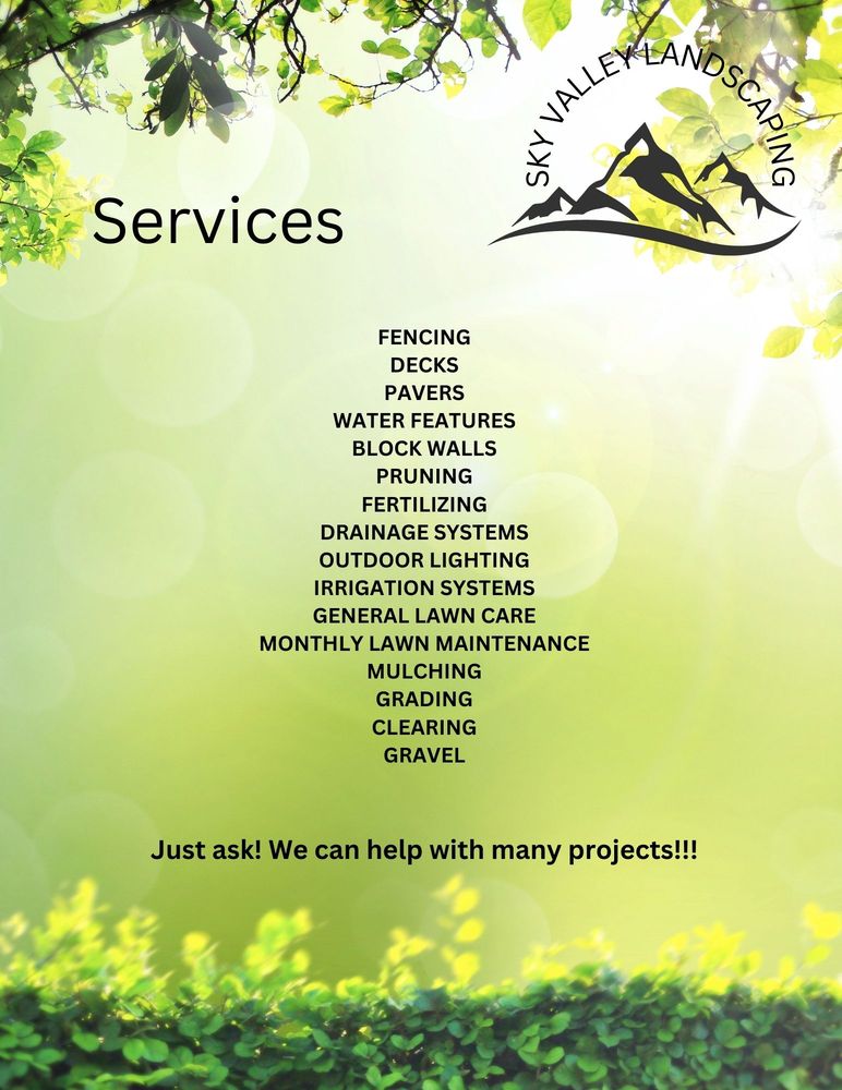 SKY VALLEY LANDSCAPING Updated March 2024 Request a Quote Sultan