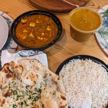 Singh's Dhaba - garlic naan, lamb coconut korma, and kadhai paneer - Indian Near Me - Cambridge, Massachusetts