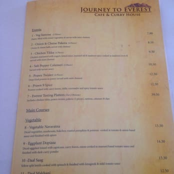 Journey to Everest - Menu - Indian Near Me - Semaphore, SA