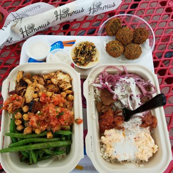 Hummus Mediterranean - Delicious bowls & falafel! RICE base for both. 1-chicken, chickpeas, greenbeans, salsa 2- gyro, eggplant, peppered red onions, spicy feta - Mediterranean Near Me - Holbrook, New York Hummus Mediterranean - Delicious bowls & falafel! RICE base for both. 1-chicken, chickpeas, greenbeans, salsa 2- gyro, eggplant, peppered red onions, spicy feta - Mediterranean Near Me - Holbrook, New York
