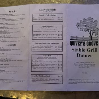 Quivey's Grove - Stable Grill Menu - New American Near Me - Fitchburg, Wisconsin