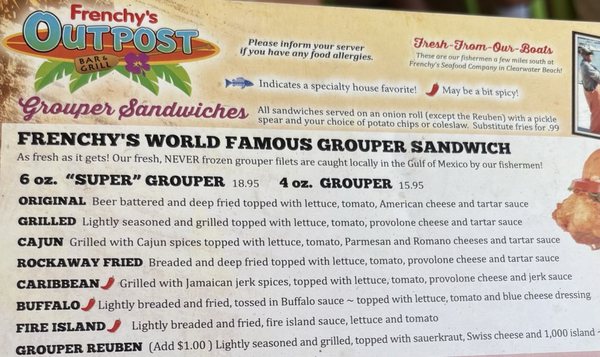 Menu photo 3 Frenchys Outpost Bar & Grill Dunedin, FL