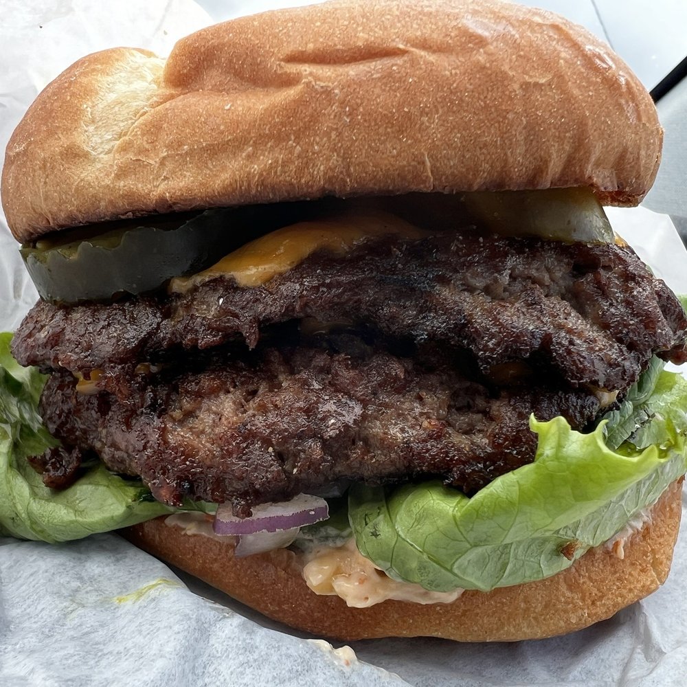 50/50. It's basically a double cheeseburger. I added pimento. It's delicious enough without it.