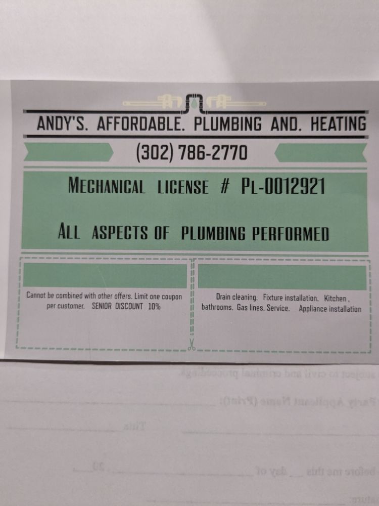 Slide of Andy's Affordable Plumbing and Heating